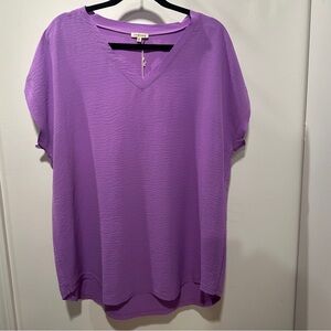 NEW JODIFL Purple V-Neck Blouse